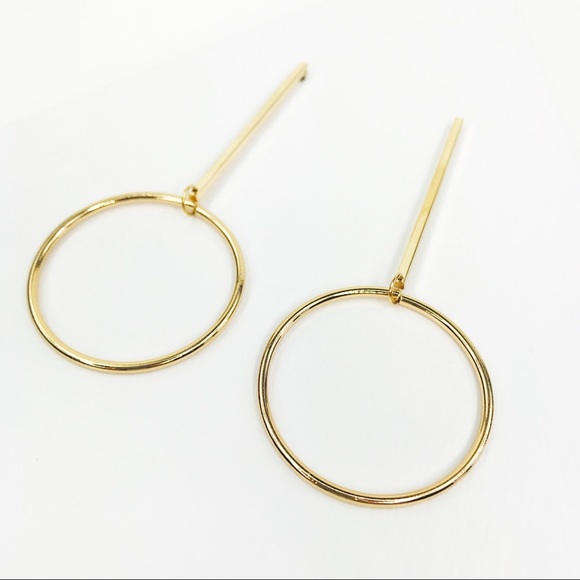 Gold "O" Drop Earring - Picture 2 of 5
